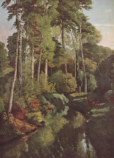 Gustave Courbet Waldbach mit Rehen oil painting image